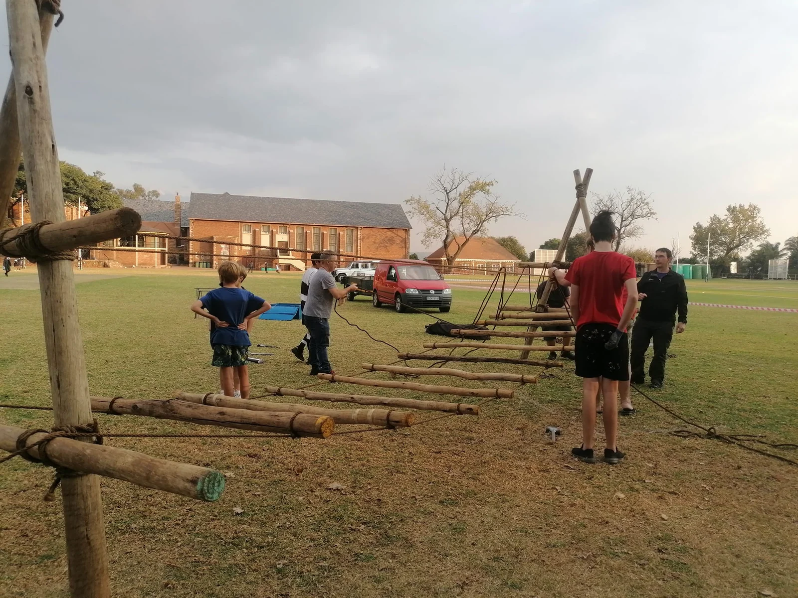 Our scouts build a suspension bridge for the Jeppe Highland Gathering